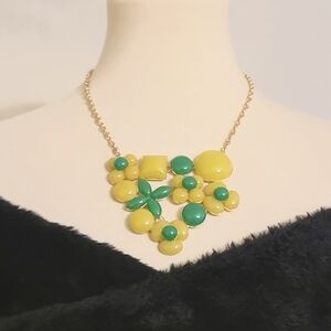 Cheerful Yellow and Green Cluster Pendant Necklace